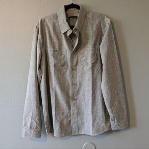 Orvis Gray Textured Print Button Down Size M